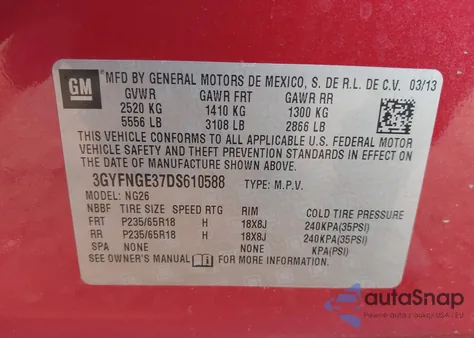 2013 Cadillac Srx Luxury Collection z USA, uszkodzony, nr VIN 3GYFNGE37DS610588